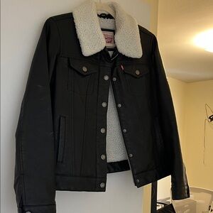 Levi's Black Jacket with Cream Sherpa Collar